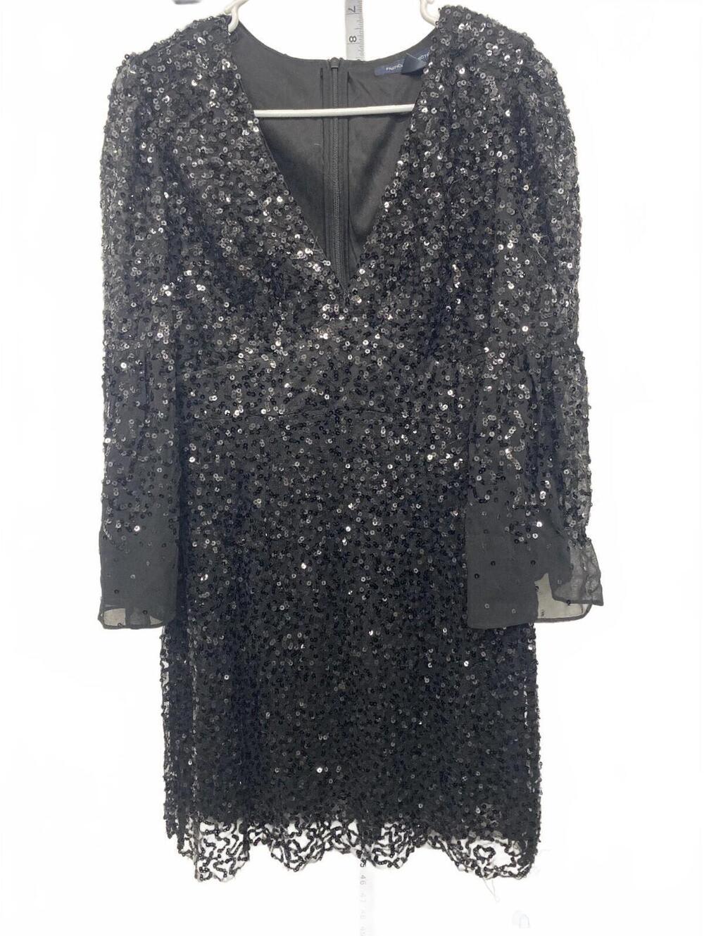French Connection Size 14 L 10 Black Sequin Dress